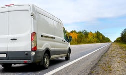 Commercial fleet van on the road