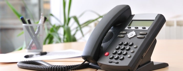 Business phone system on a table