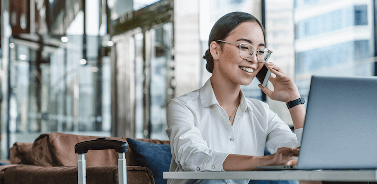 Woman taking payments over the phone