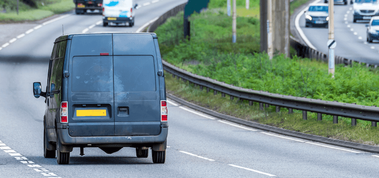 Van driving down a motorway