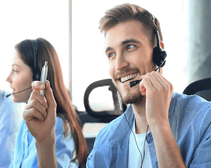 Man in call centre delivering customer service