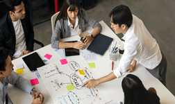 Marketing team brainstorming a new CRM idea