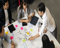Marketing team brainstorming a new CRM idea