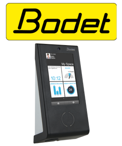 Bodet logo and clocking-in system