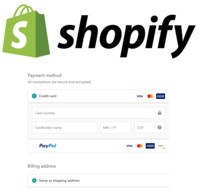 Shopify logo and payment gateway interface
