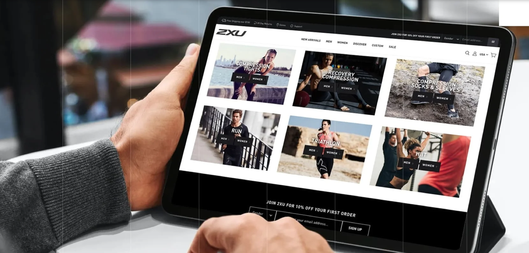 Man using tablet to view ecommerce shopping site