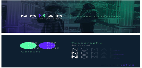 Burst Digital branding portfolio shot dark blue and green marketing materials