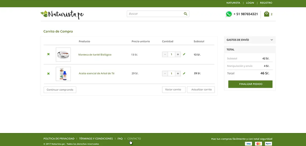 eco products checkout page on ecommerce site