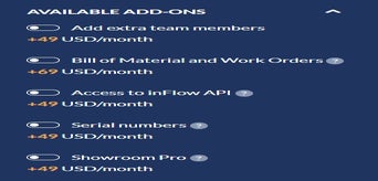 Inflow add ons price list