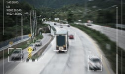 speed camera tracking speeds of various vehicles on the road