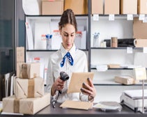 Woman processing mail