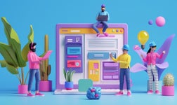 An artists' clay clay creation representing website building.