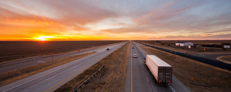 Fleet truck on the road