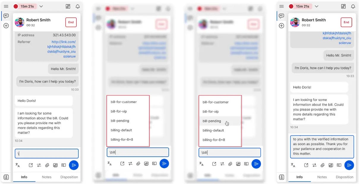 8x8 Knowledge Based chat shortcuts