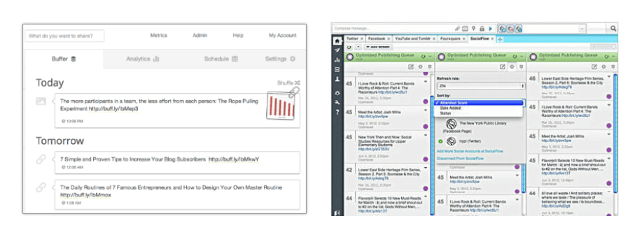 buffer vs hootsuite publishing and scheduling tools