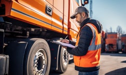 Man inspecting a truck.