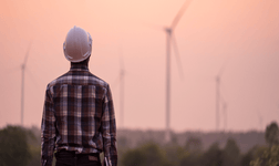 field worker in wind turbine field