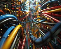 telephone cable wires inside a switchboard connecting to one another