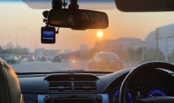 dashcam in vehicle driving on high way