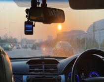 dashcam in vehicle driving on high way