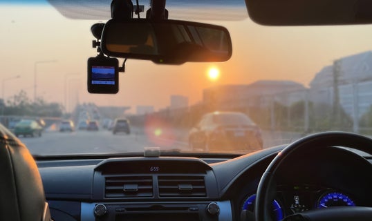 dashcam in vehicle driving on high way