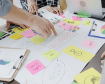 Marketing team working on a brainstorm