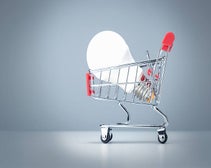 Light bulb in a shopping trolley