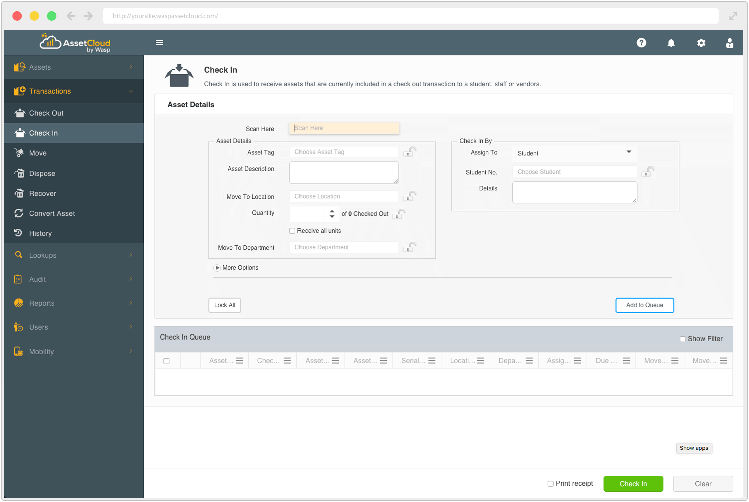 WASP Cloud asset management software for RFID Tracking