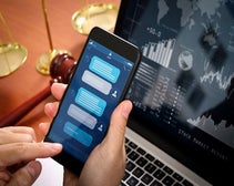 mobile crm and laptop