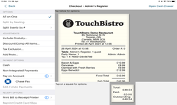 screenshot of Touchbistro EPOS system digital order receipt