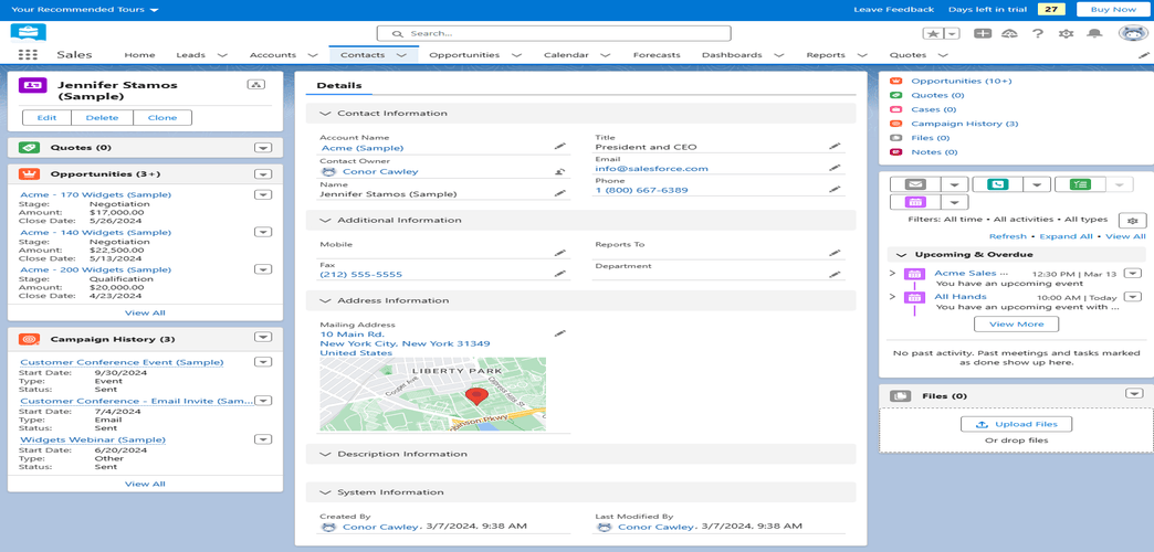 screenshot of contact profile in Salesforce