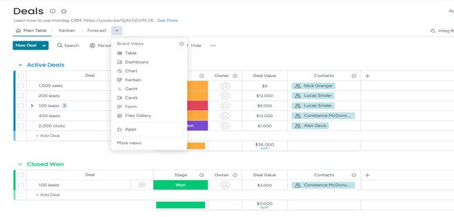 screenshot of monday.com dashboard visualization settings