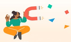 graphic illustration of woman holding large magnet