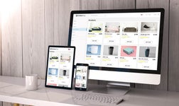 Shopify stores displayed on tablet, mobile and desktop screens