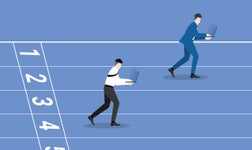 Technical SEO men running on an athletic track