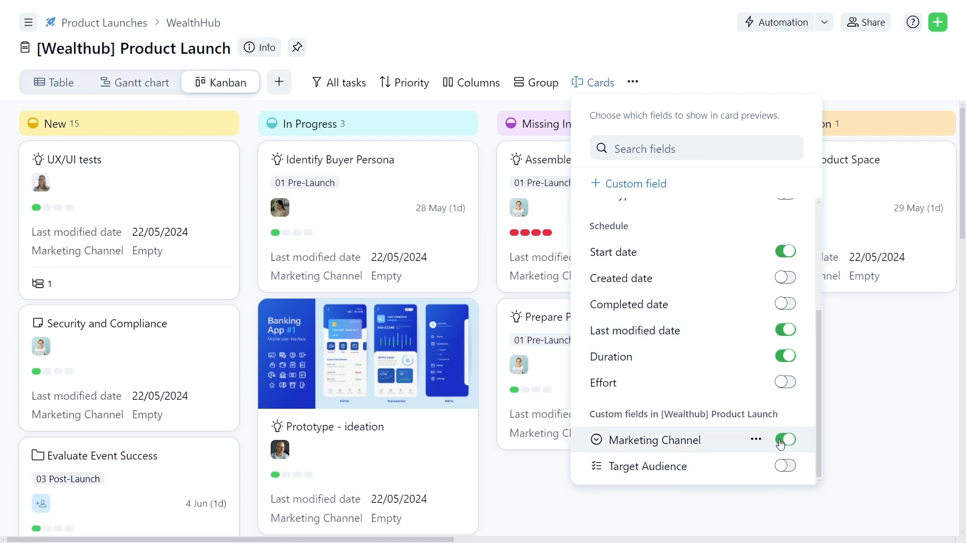 board view in Wrike free project management software