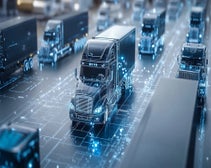 fleet of vehicles with ai interface laid over them
