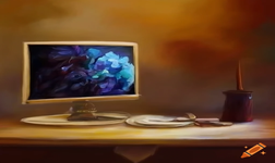 AI generated impressionist painting of a computer