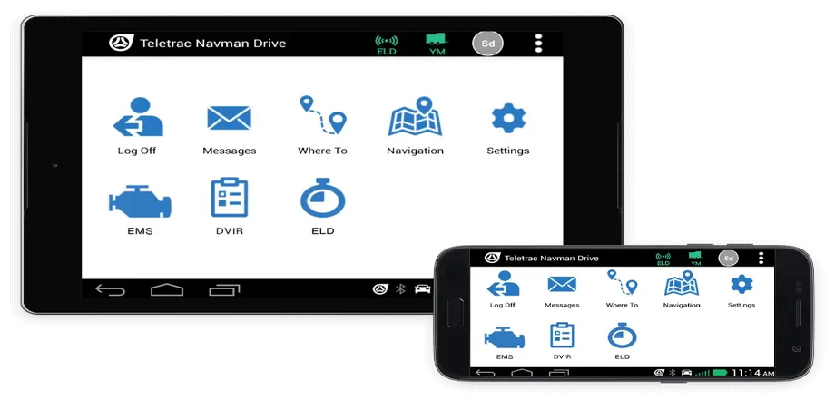 image of phone and tablet showing teletrac navman driver app