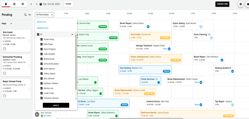Verizon GPS tracker driver scheduling calendar
