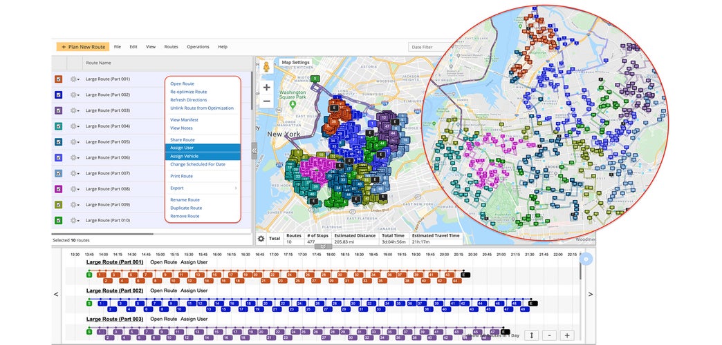 Azuga route planning tools inside software