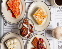 a selection of deserts on a plate