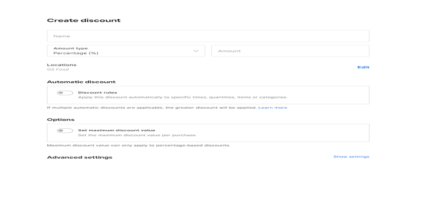 Screenshot of Square POS discounts setup