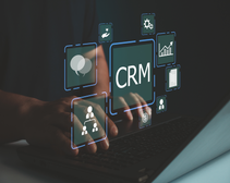 cloud-based CRM as a virtual cloud image with different logos representing CRM