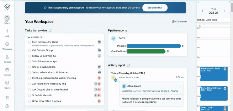 interface hovering on less annoying crm