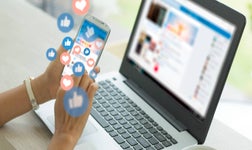 Young woman using smart phone, Social media concept