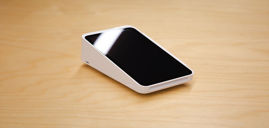 Close up of Square Terminal on wooden desk