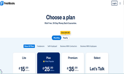 Screenshot of FreshBooks pricing page