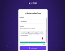 Screenshot of AI prompts in Hostinger AI website builder