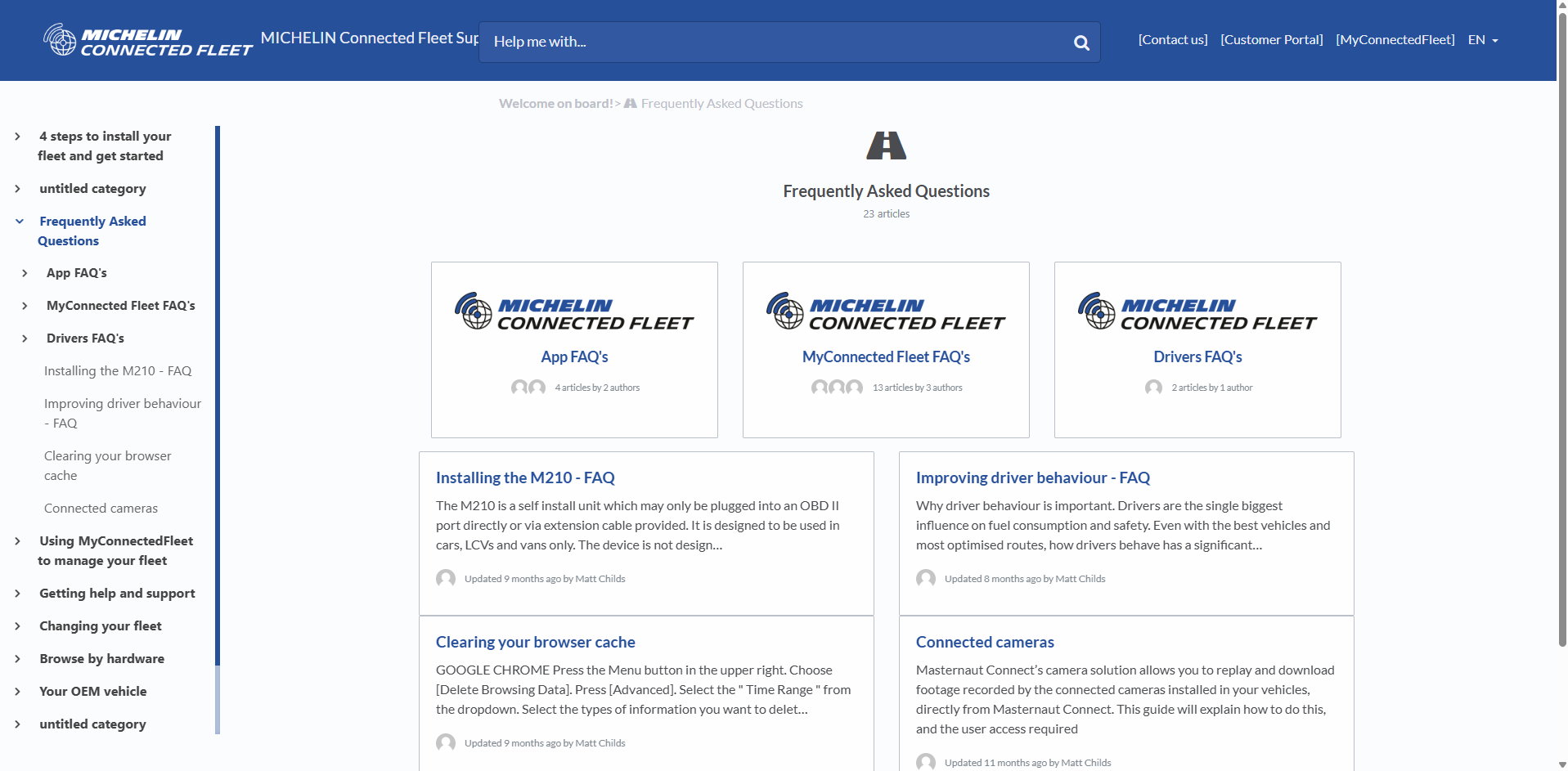 michelin connected fleet knowledge base